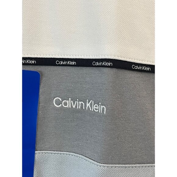 Calvin Klein Mens Polo Shirt Large White & Gray Quick Dry Moisture-Wicking - Picture 5 of 10